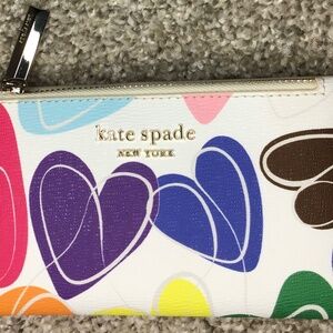 Kate Spade Hearts Small Billfold Multi Color Wallet
